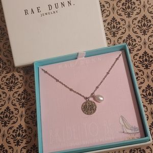 NIB Rae Dunn BRIDE Freshwater Pearl Medallion Coin Charn Fine Silver Necklace